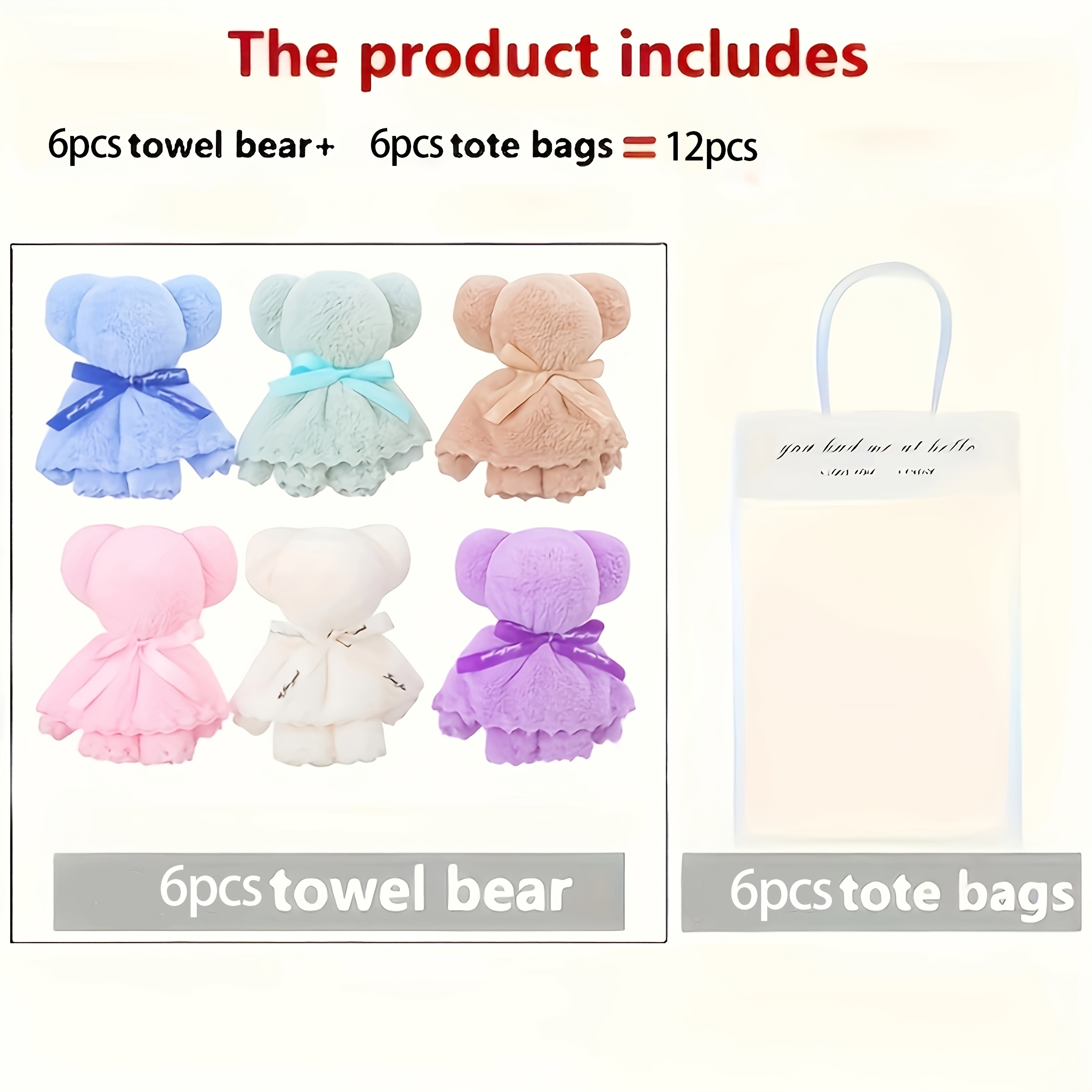 TEMU Ensemble cadeau de 12 serviettes avec sac transparent. Convient pour - Cadeaux de la Saint-Valentin, mariage, anniversaire, fête des Mères et