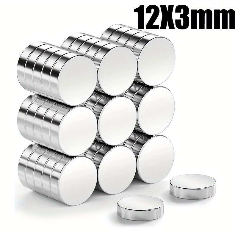 

30/60pcs 12x3mm Neodymium Magnets, Round Fridge Magnets, Neodymium Magnet Fridge, D12mm*3mm Whiteboard Magnet, Suitable For Office, Fridge, Kitchen