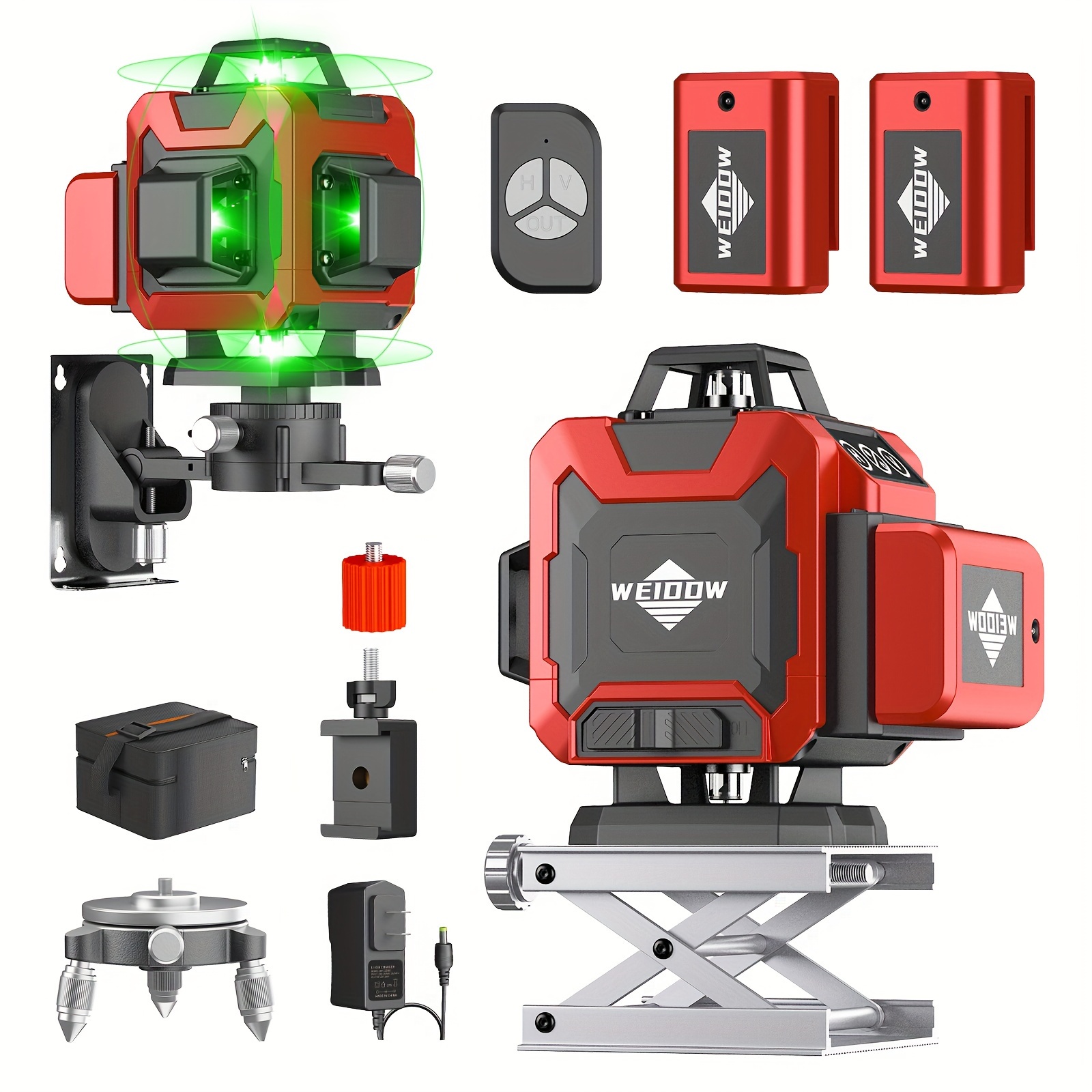 

16 Line Laser Level, Multi Scene Use, Dual Lithium-ion Battery, 4x360 Degree Green Line Vertical And Horizontal Level