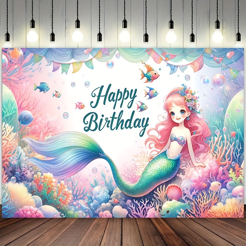 Undersea Jellyfish Round Happy Birthday Backdrop