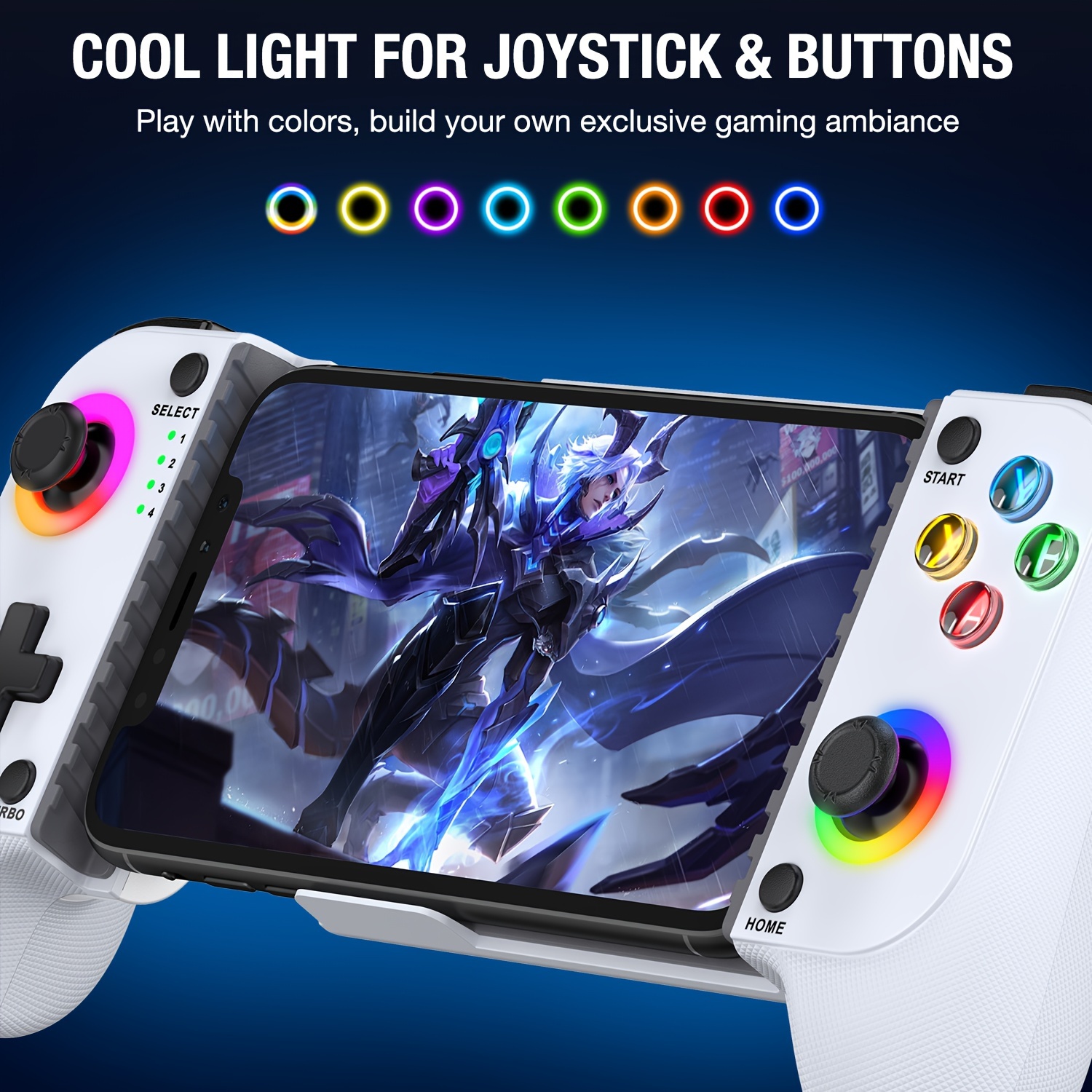 Manette de jeu mobile sans fil pour téléphone, compatible iPhone/Android avec joystick Hall, manette RGB pour iPhone, supporte la manette Cloud Android (uniquement pour téléphone mobile)