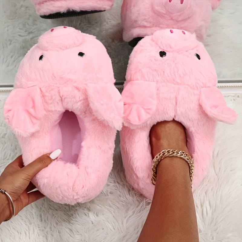 

Funny Fluffy Cartoon Novelty Slippers, Home Warm Soft Sole Lightweight Mute Shoes, Indoor Round Toe Non-slip Shoes