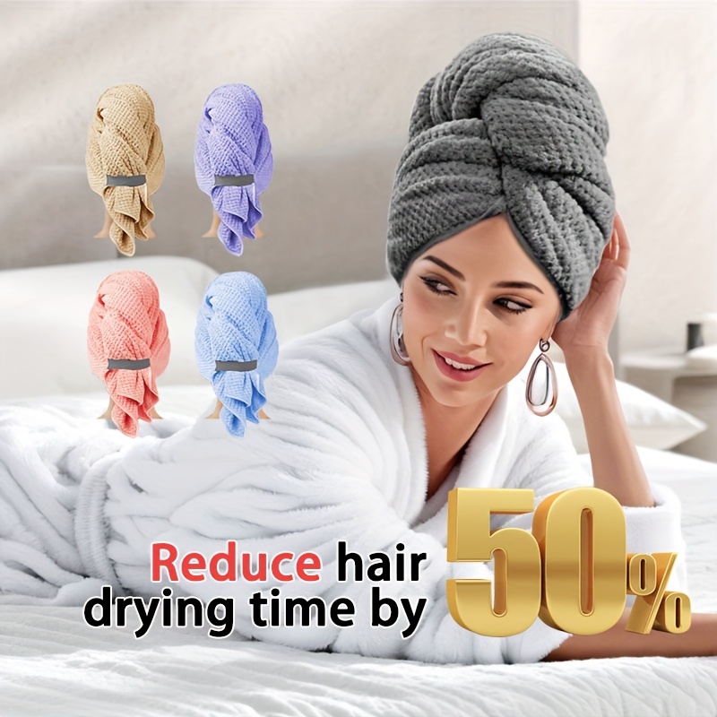 

1/2pcs Large Microfiber Hair Towels Wrap For Women, Super Absorbent & Quick Dry Hair Drying Towel, Hair Towel Wrap For Hair Long & Short Hair, Hair Towel With Elastic Strap For Home