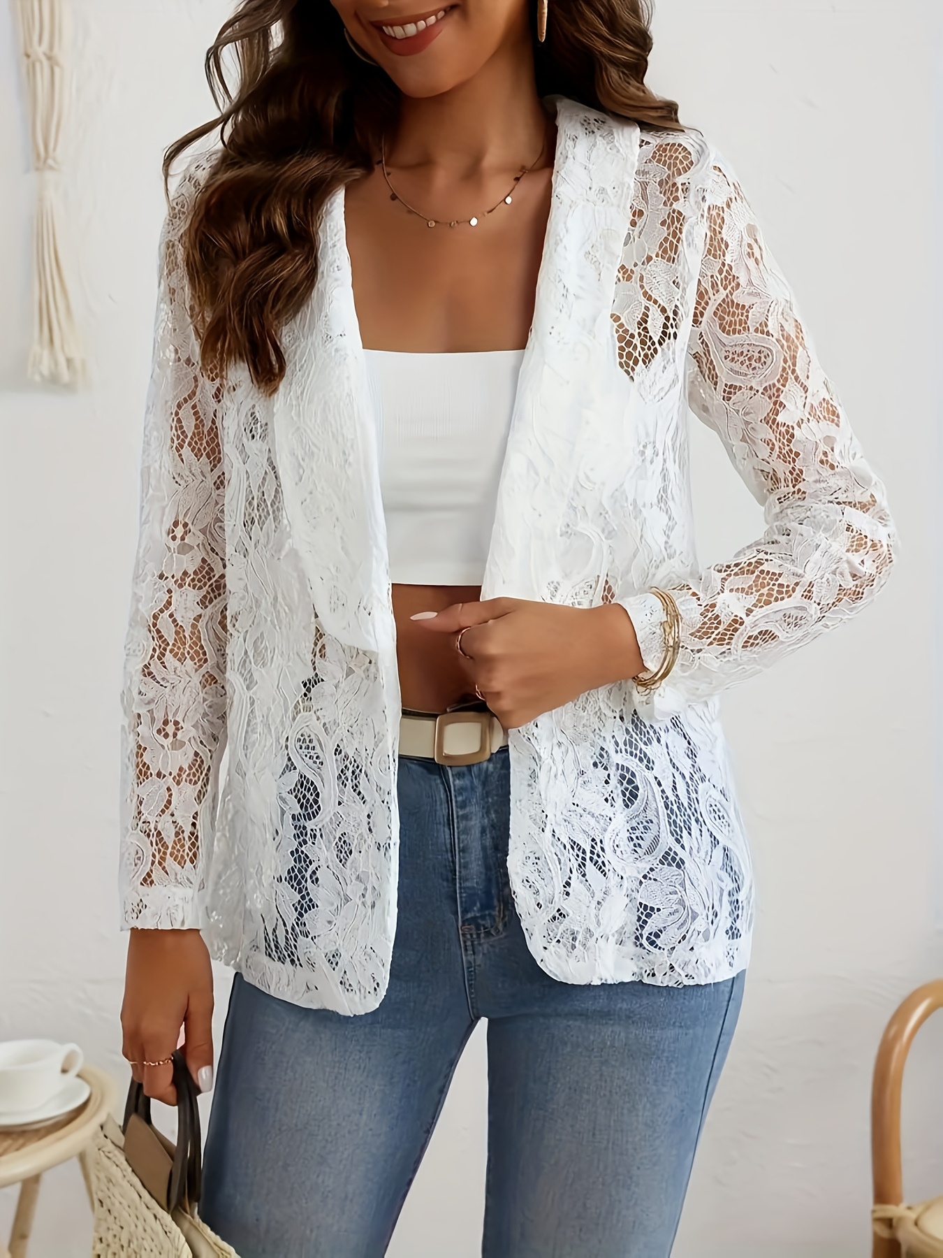 【新品】acka lace sleeve jacket Amazon.com: Allegra K Women's Crop Jacket Stand Collar Zip