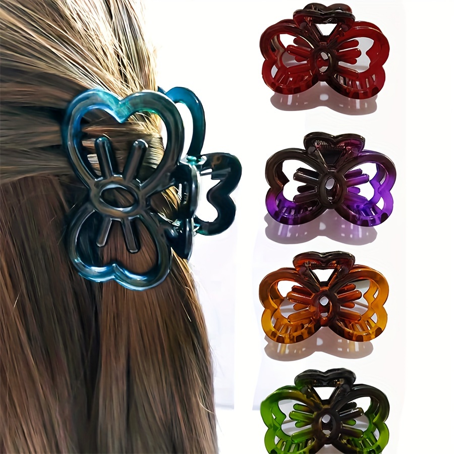 

5 Pcs Candy Gradient Kitty Bow Hair Clips - Suitable For Daily Casual Wear