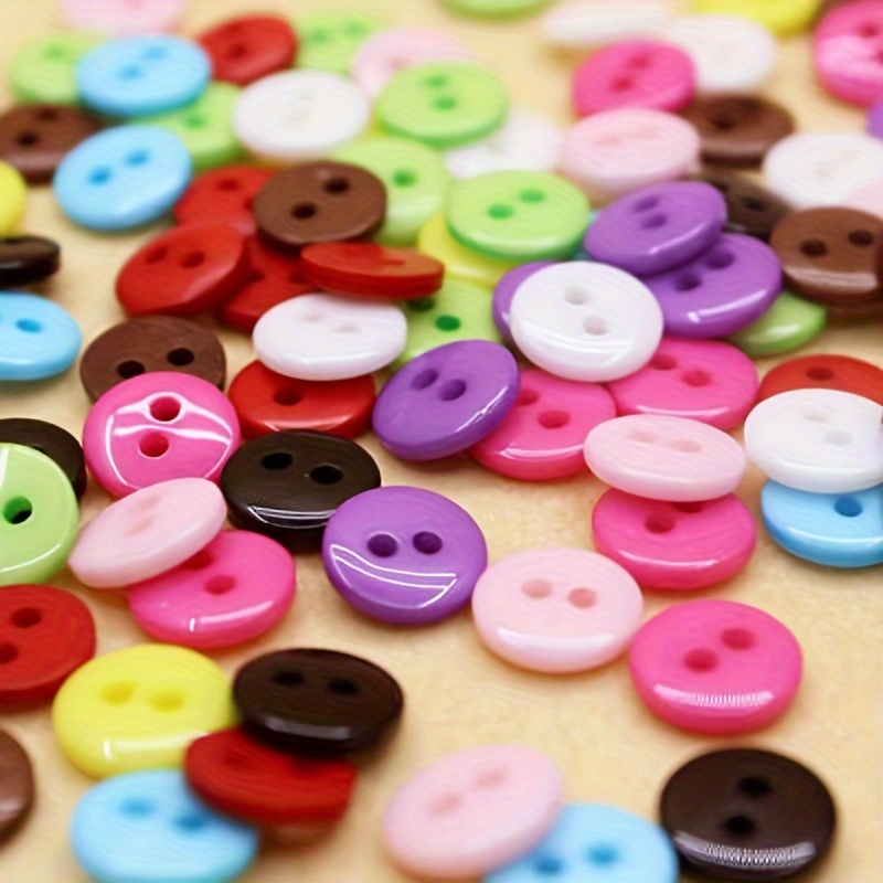 

Diy Sewing Crafts Art Resin Buttons - 50pcs Mixed Colors, 2 Holes, Plastic Material For Knitting Supplies, 8-25mm