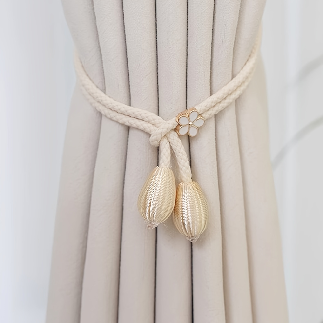 TEMU 2pcs Adjustable Curtain Tiebacks - /contemporary Style, Polyester, For Bedroom &