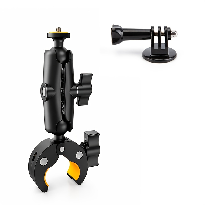 TEMU Universal 1/4" Screw Aluminum Alloy Motorcycle Action Camera Quick Release Clamp Mount Heavy Duty Clamp Accessory