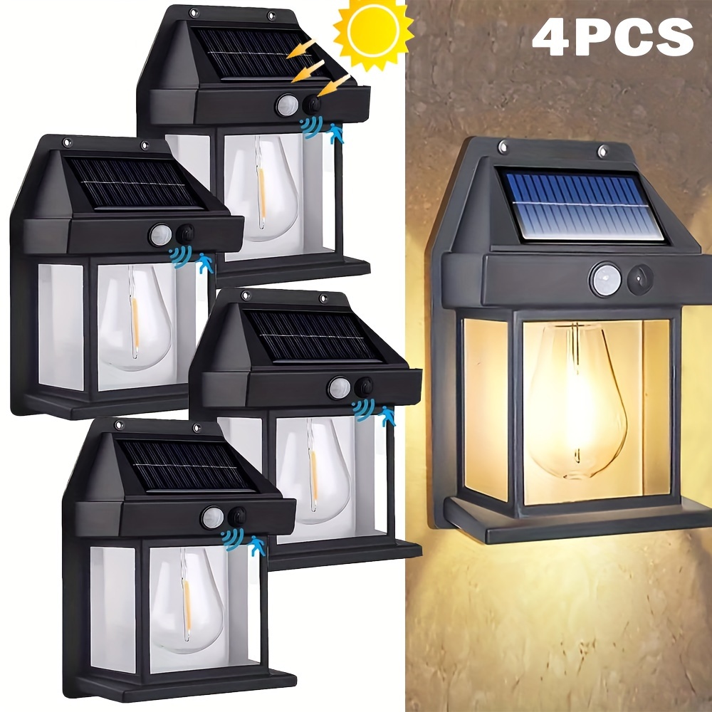 E-shop 2/4/8/10 Stück Solar-Wandleuchte, PIR-Bewegungssensor, Außengarten-Sicherheitsleuchte, 3 Arbeitsmodi, Integrierte Energiesparende