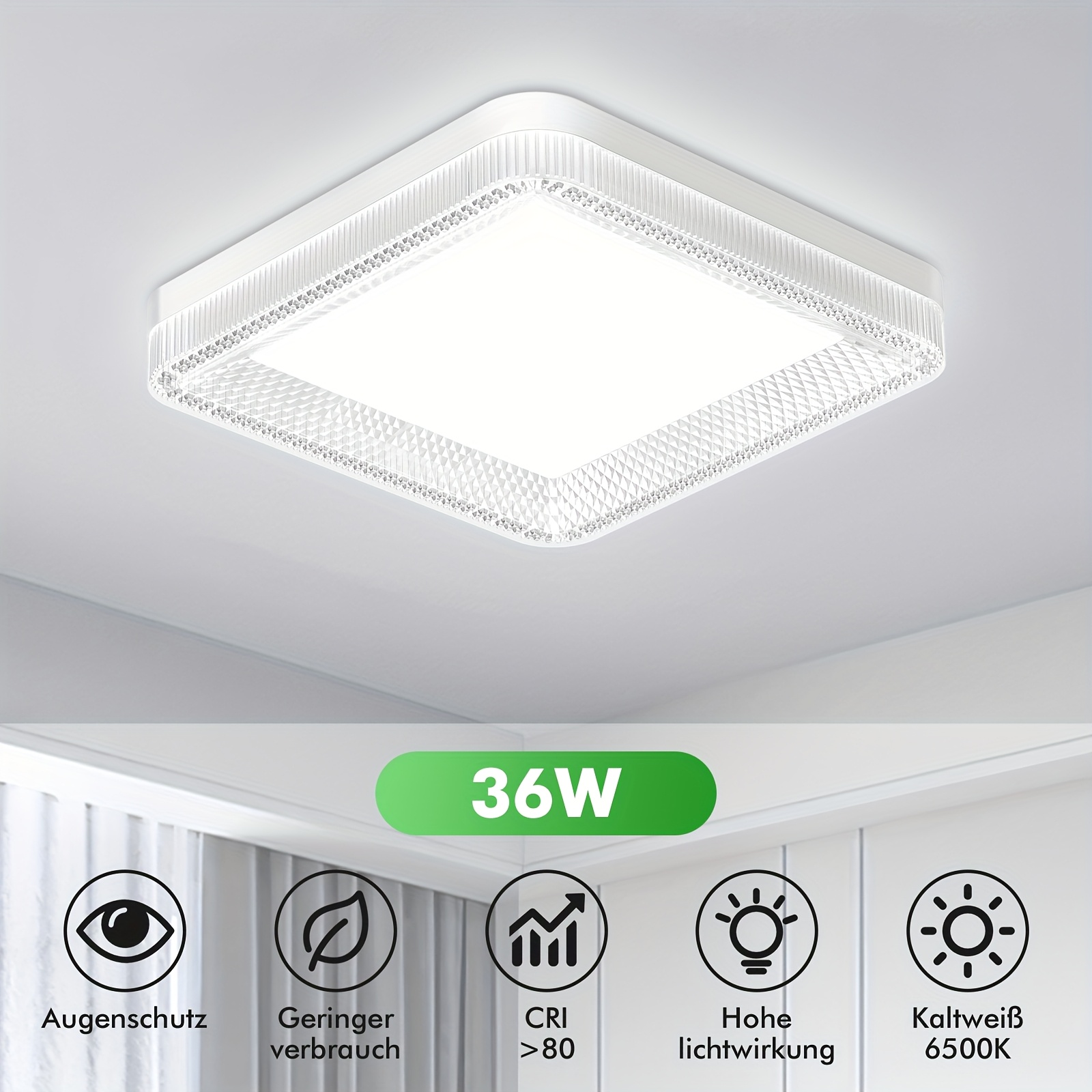 1pack 36w Lamp Ceiling Light Modern Chandelier Living Room Bedroom Pendant Light Modern Led Ceiling Light Fixture For Living Room, Bedroom, Kitchen, Hallway 6500k Square