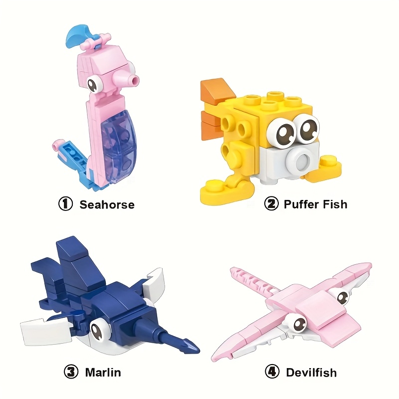 Ocean Explorer Mini Building Blocks Marine Animal Figures DIY Assembly Toy