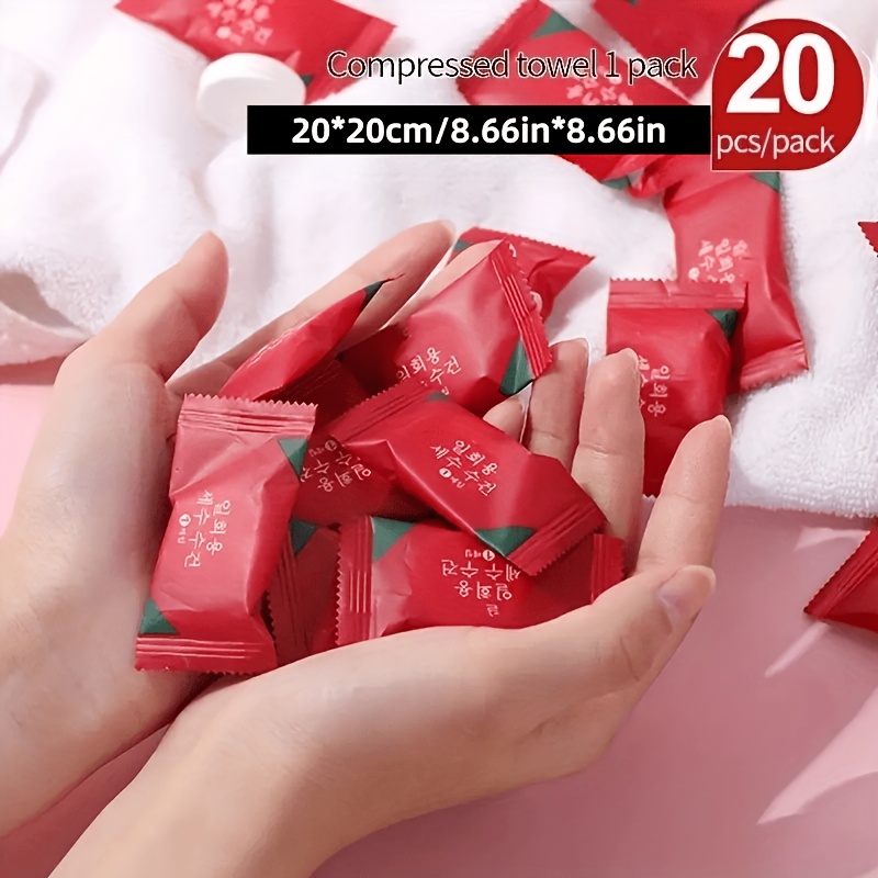 TEMU Confezione da 20 Asciugamani Compressi, Set da Viaggio Puro, Asciugamani Piccoli Ispessiti, Portatili, Adatti per la Pulizia del , Utilizzabili