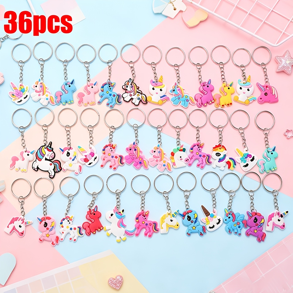 TEMU Set di 36 ciondoli 2D a tema unicorno in morbida gomma, portachiavi a forma di unicorno, accessori da appendere sognanti e adorabili. Possono