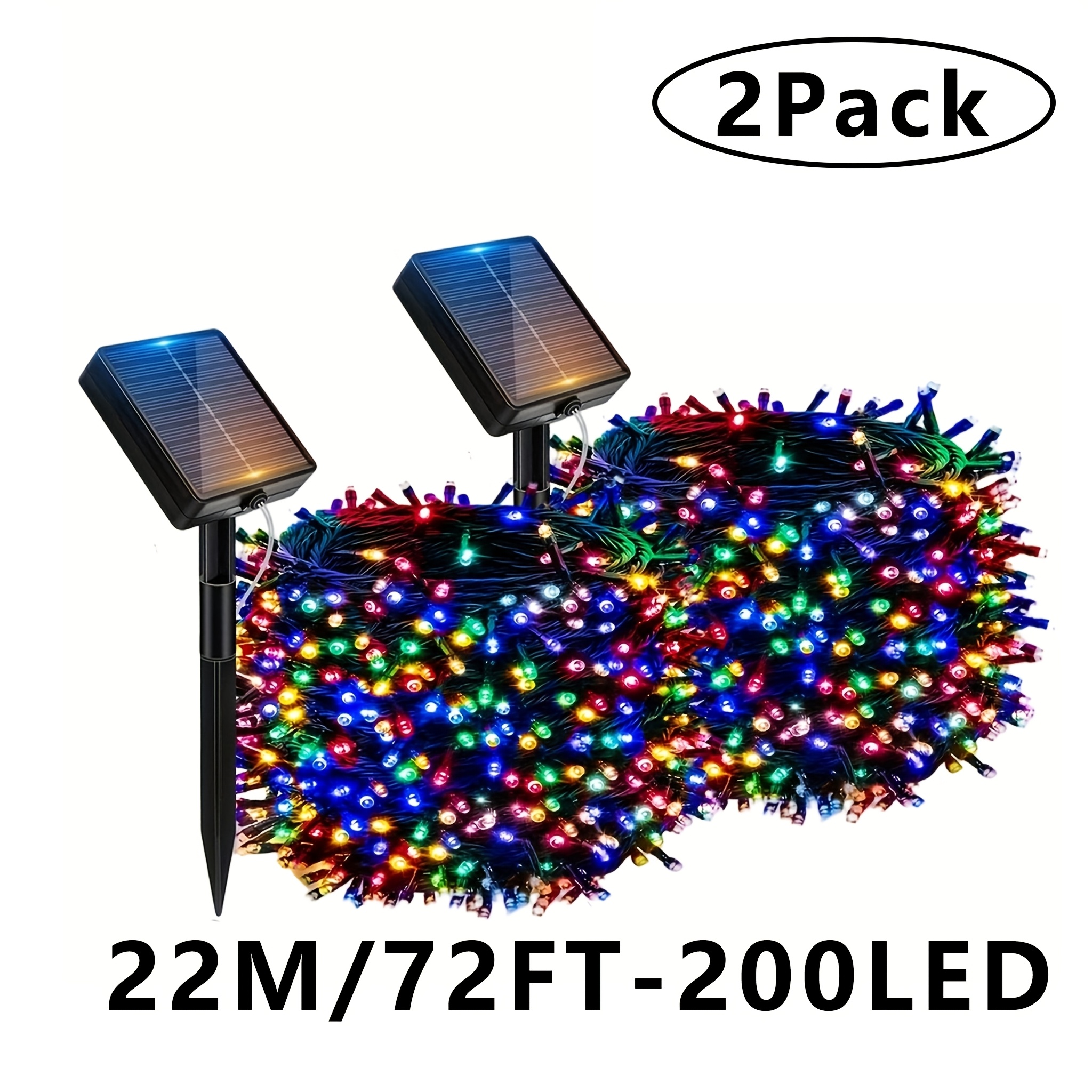 TEMU Half A Pack Of Solar-powered Christmas Lights For Outdoor Use, Measuring A Total Of 16, 23, Or 39 Feet, Featuring 20, 50, Or 100 Led Bulbs.
