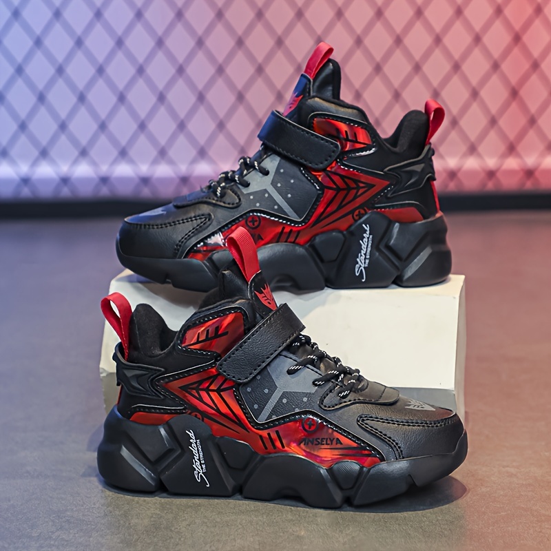 Jongensmode-sneakers - Duurzame laagtop-basketbalshoes met sluiting, ademende stofinleg en EVA-gepolijste zool voor outdoor-hardlopen, casual-draag