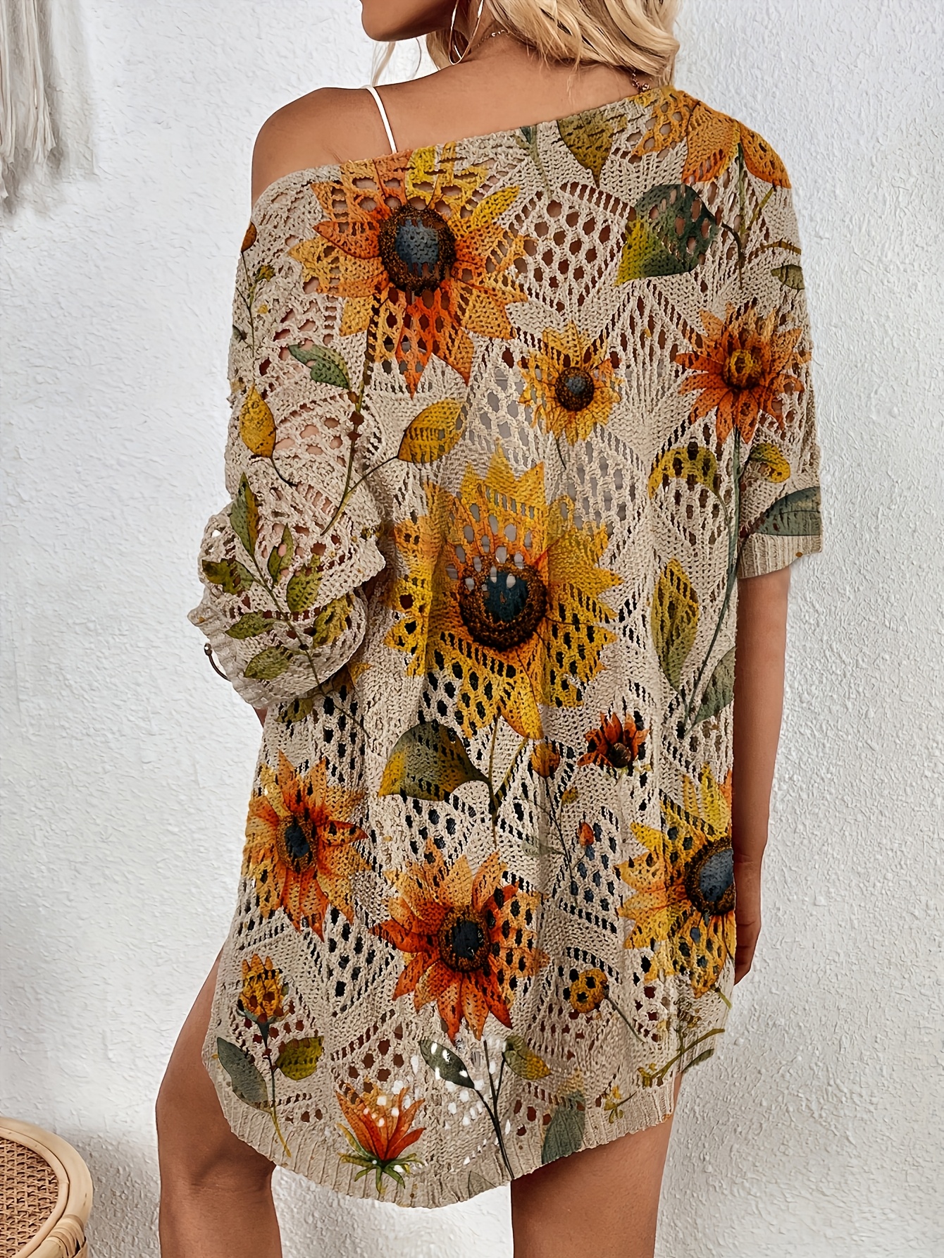 casaco de com estampa floral para mulher decote Temu Brazil