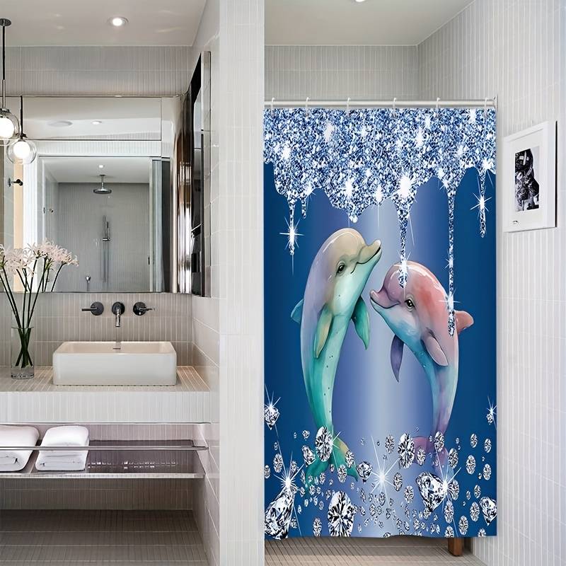 Set Bagno Completo 4 Pezzi – Tenda Doccia, Tappeti Antiscivolo, Copriwater E Tappetino – Lavabile In Lavatrice