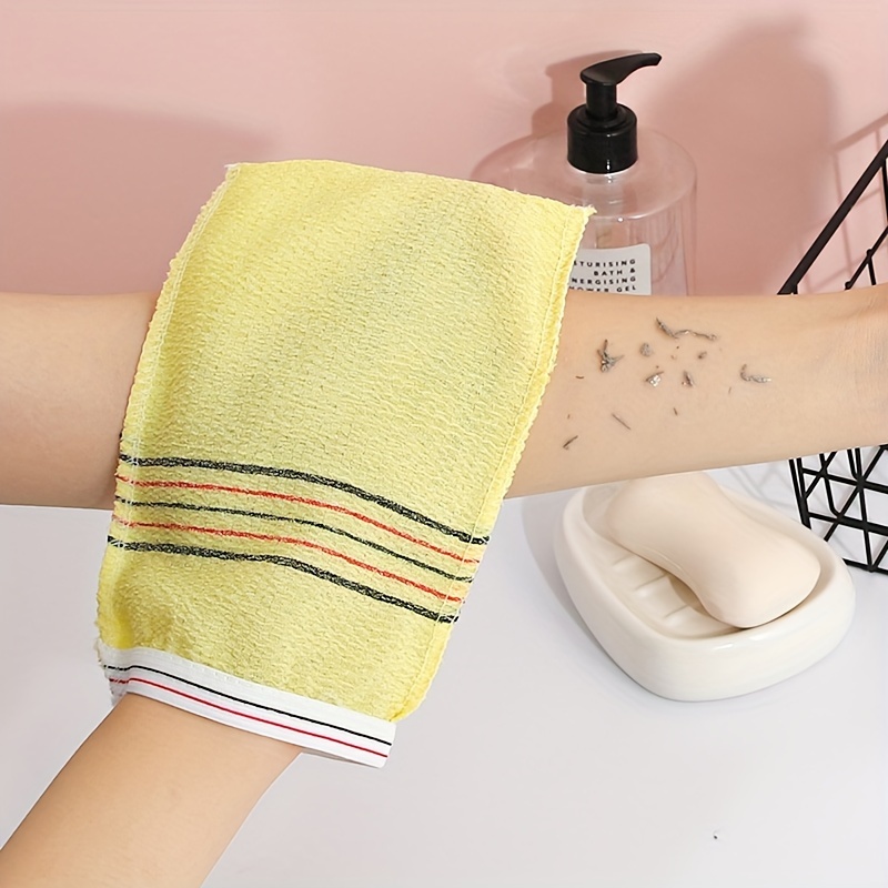 

10pcs Of Disposable Bath Towels For Sauna And , Green Exfoliating Towels, Coarse Sand Bathing Products, Yellow Exfoliating Towels.