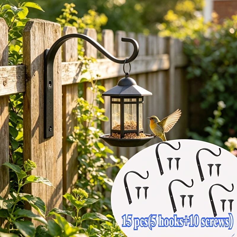 TEMU 15pcs(5 Hooks 10 Screws) Bohemian Style Wall Hook - Heavy-duty Multifunctional , Suitable For Plants, Lanterns, Bird Feeders - Design With Pre