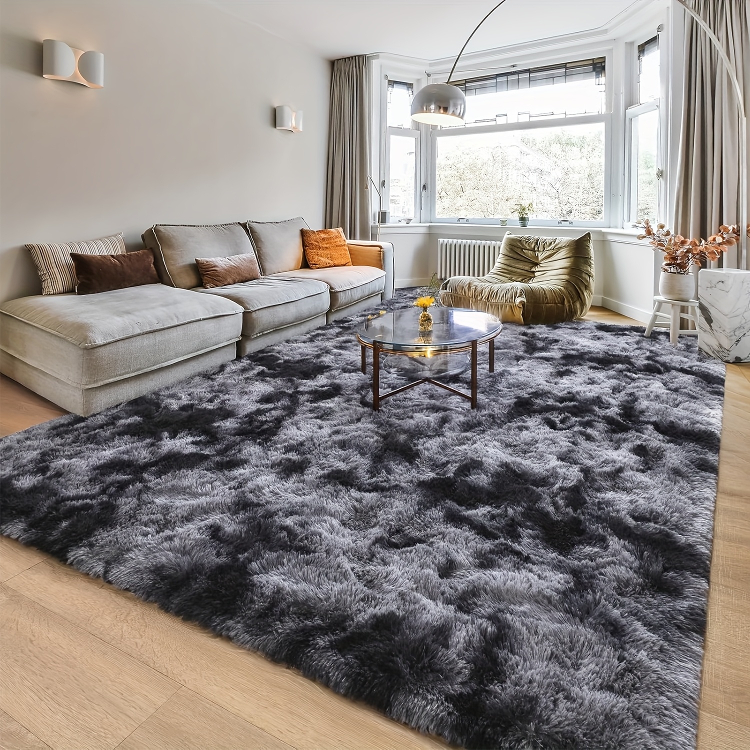 Image of 1pc, Nordic Tie-dye And Wool Carpet, Living Room Sofa, Coffee Table, Blanket, Bedroom Headboard Blanket, Soft Plush Rug For The Room