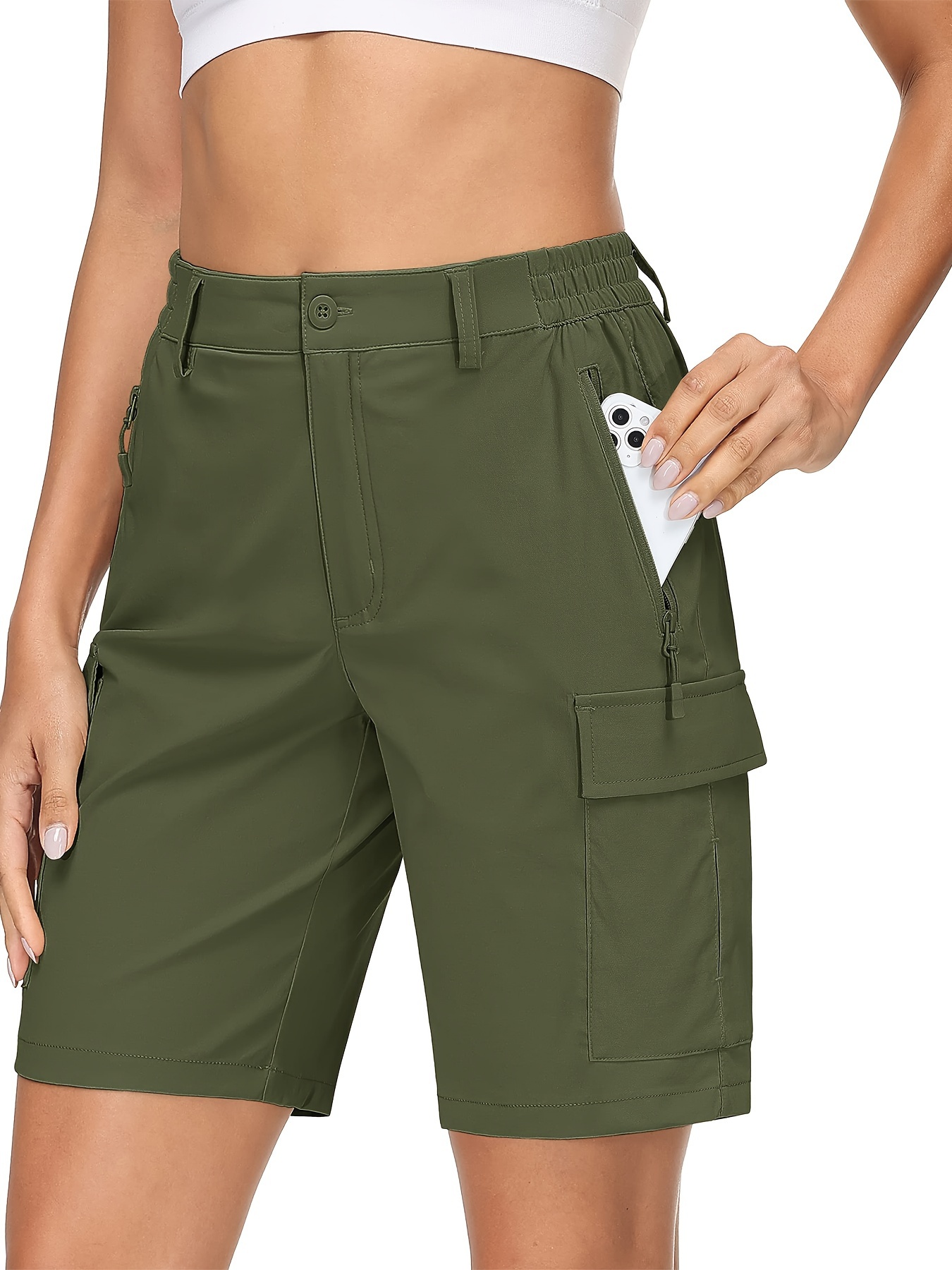 Lightweight Cargo Shorts for Girls Breathable Nylon with Elastic  Waistband Multi-* Hiking, Camping, Cycling, an