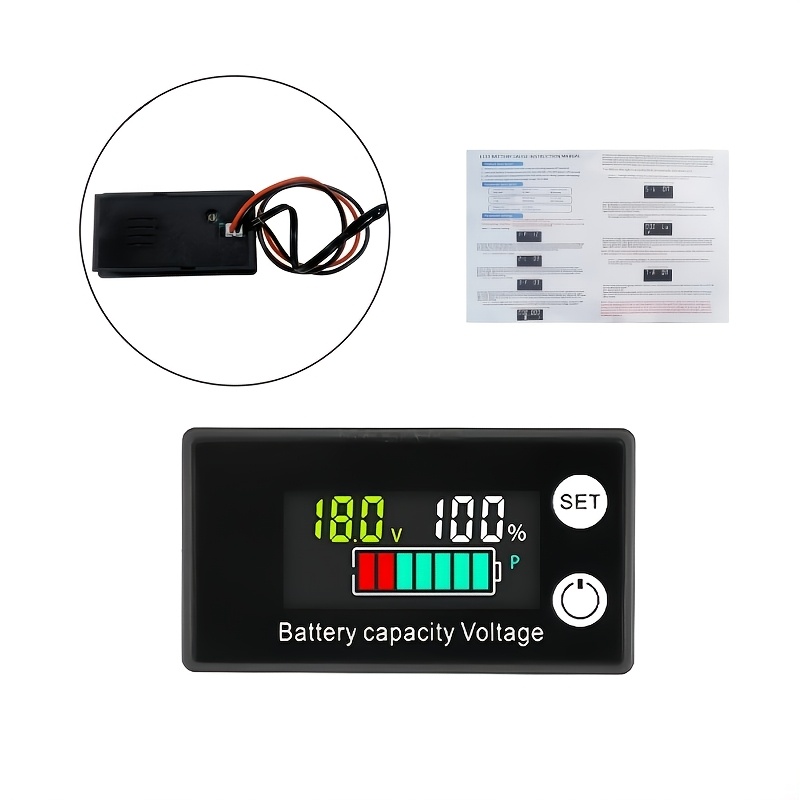 Taikemeti Jauge Batterie 12V/24V – Indicateur Niveau LED Multi-Écran Pour Tondeuse, Vélo Électrique, Batterie Plomb-Acide