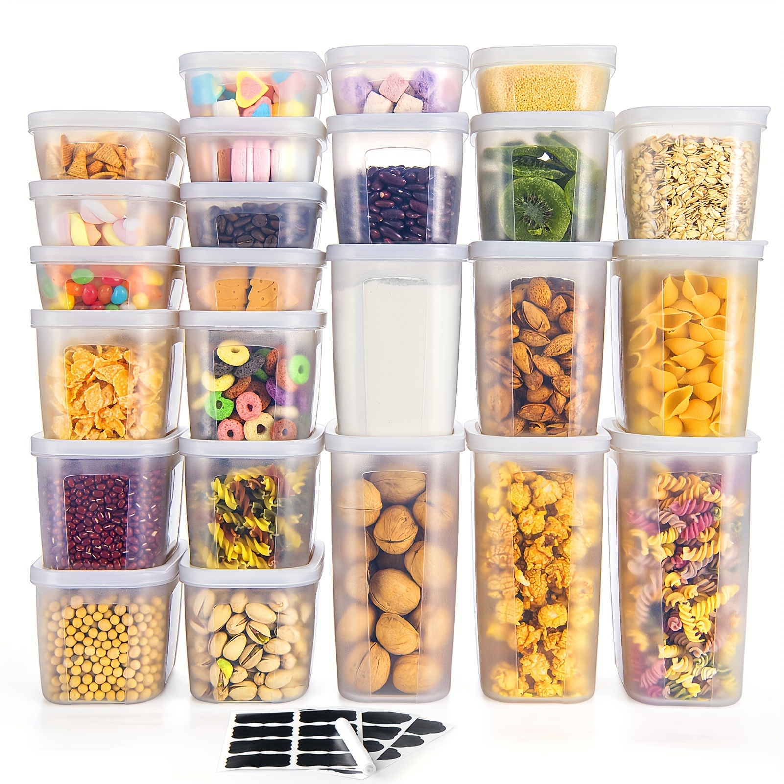 

24 Pack Airtight Food Storage Containers With Lids For Kitchen Pantry Organization And Storage, Bpa Free, Plastic Canister Set For Cereal, Pasta, Flour & Sugar, Labels & Marker