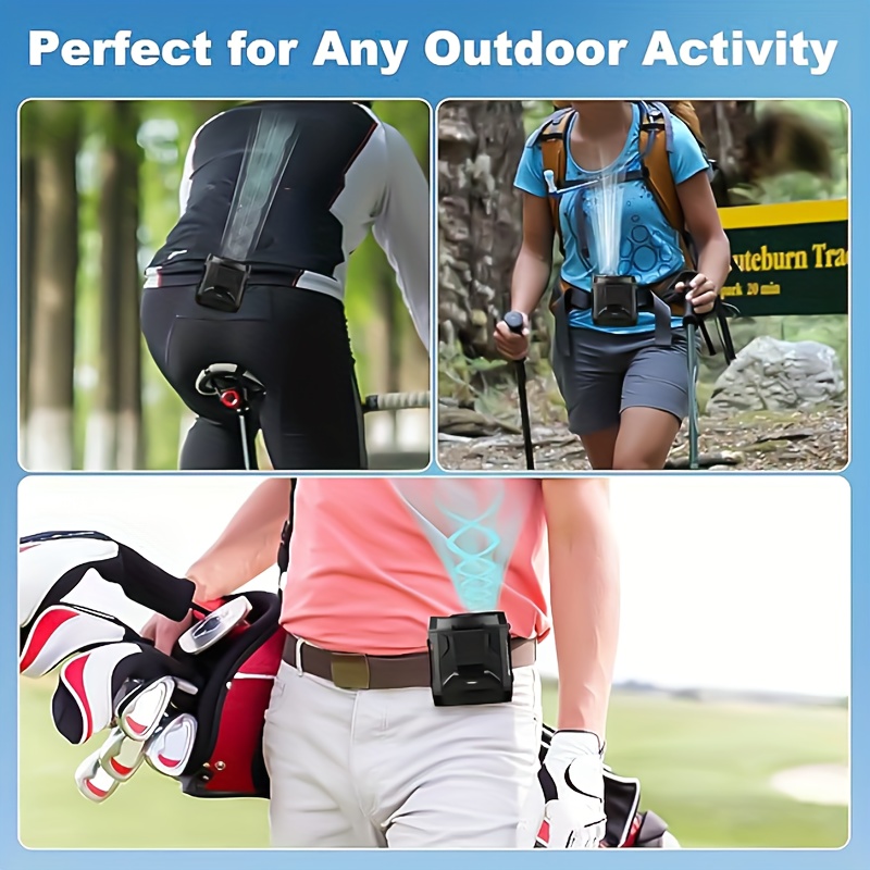 Outdoor Belt-mounted Portable Rechargeable Fan, Long Life, 4-speed Adjustable Wind Speed, With LED, SOS Lights, Wearable Belt Fan, Suitable For Construction Sites, Farms, Travel, Fishing, With Bracket Can Be Placed On The Phone, A Gift For The Ladies
