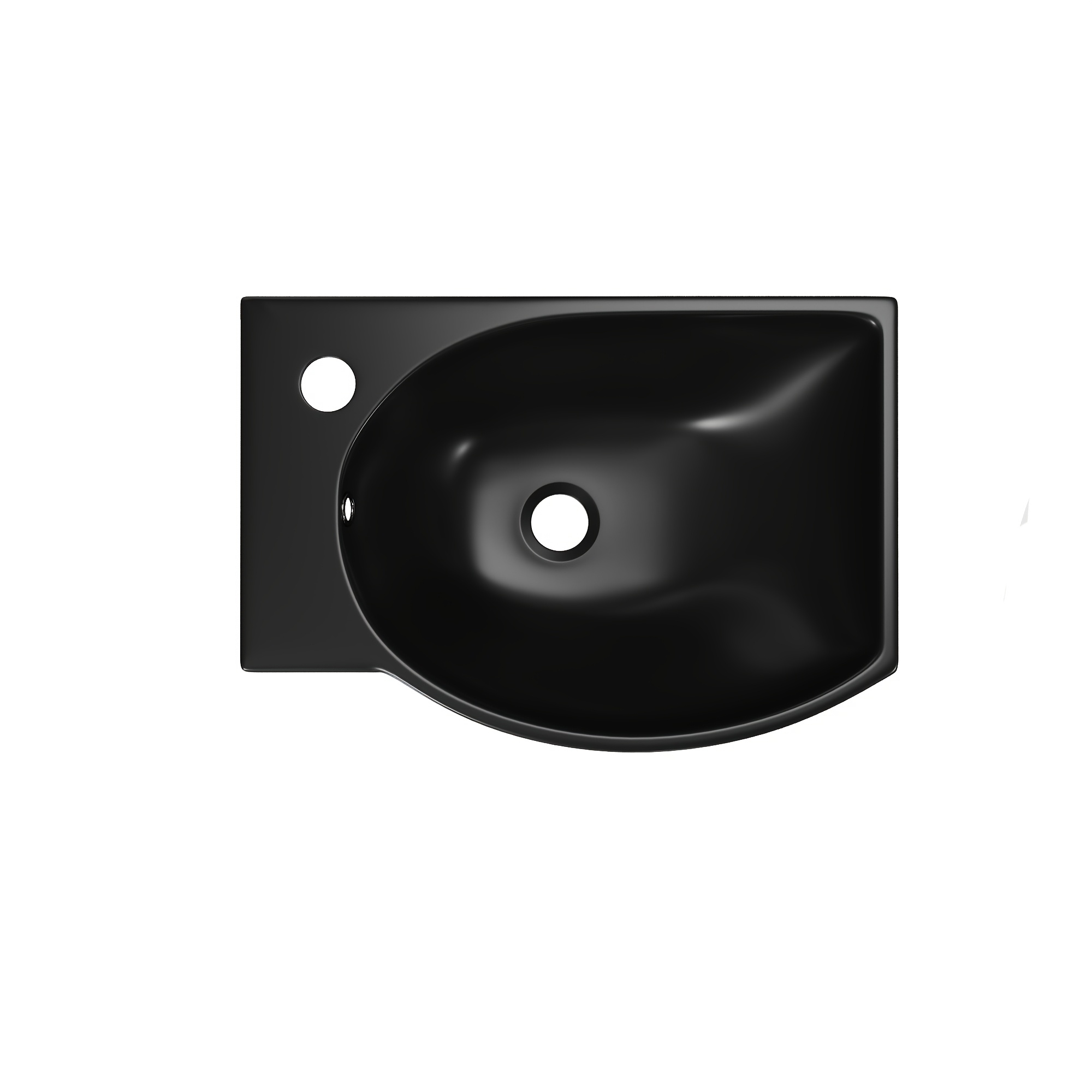 Image of Deervalley Wall Mounted Basin, Wall Hung Sink, Black Bathroom Wash Basin With Tap Hole & Overflow, Small Hand Wash Basin, Space Sink For Guest Wc & Small Bathroom, 40 X 28cm