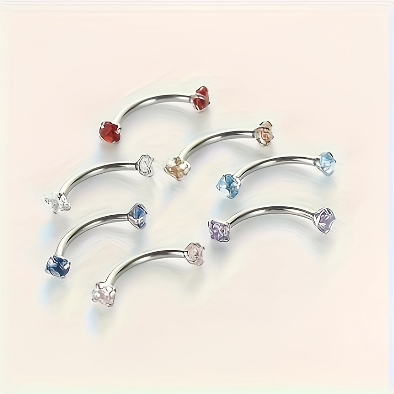 TEMU Conjunto de Joyería para Piercing de Acero Inoxidable de 16G con Cristal de Zirconia Cuadrado y para , Uñas, Labios y Cejas