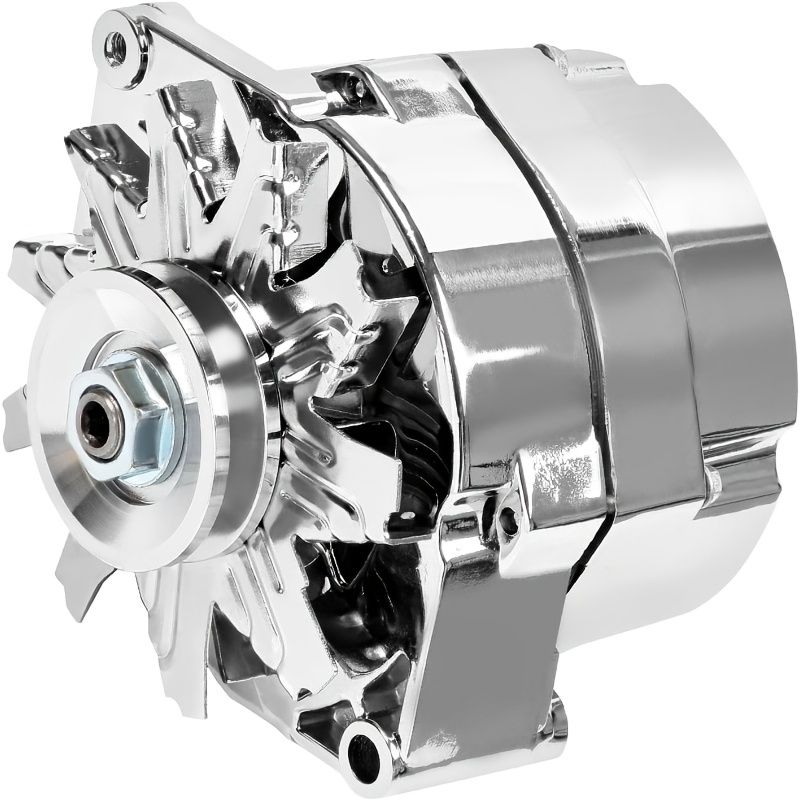Alternator--7127-se105c 1 Wire Self-exciting Alternator Suitable For For Gm 305 350 Bbc Sbc 105amp Chrome Alternator 12v Cw Ir/ef Adr0335-c, 7127secn100a, 1100125, 40012395, Without Battery