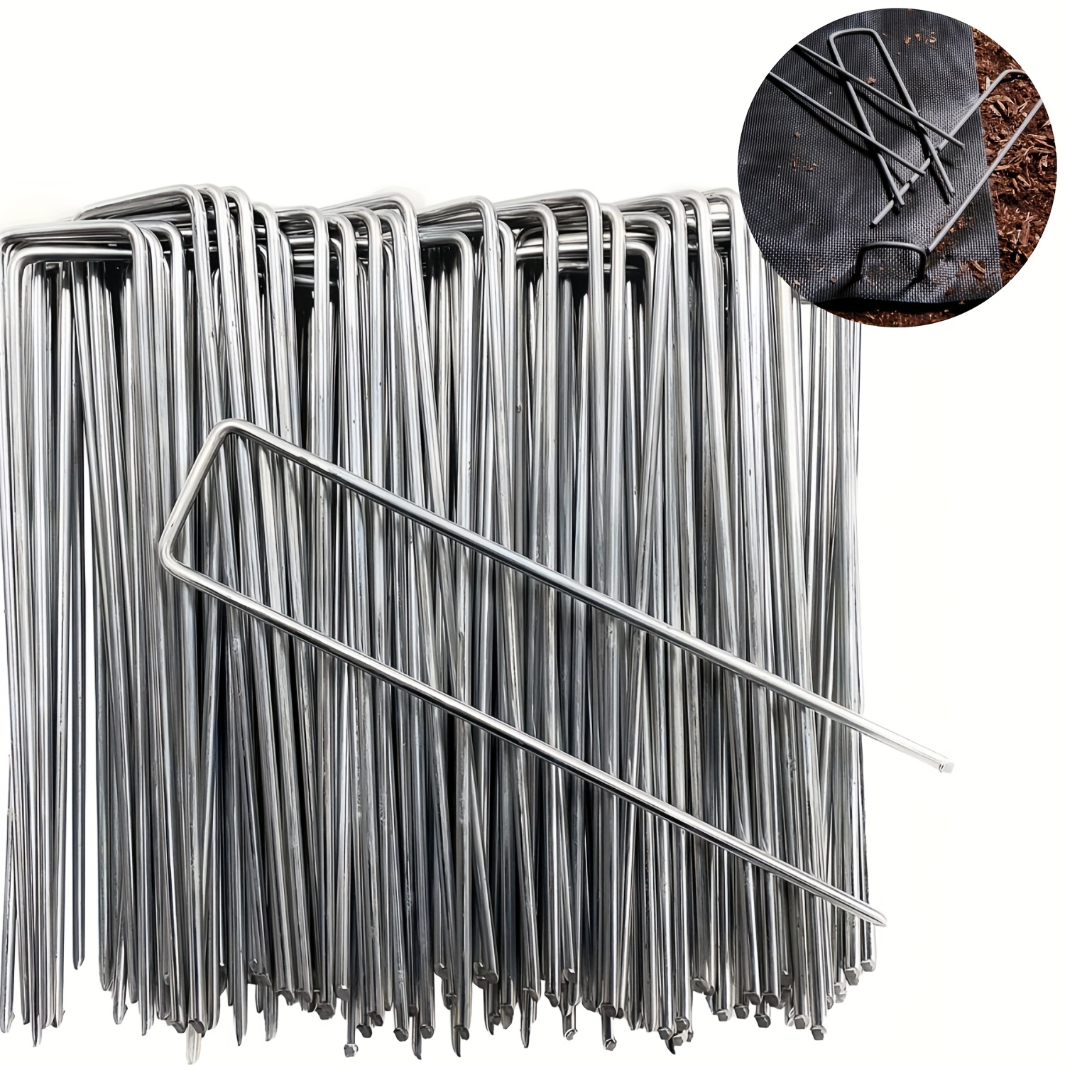 

30-pack Galvanized Metal Garden , Multi-use Landscape Ground Pins For Securing Barrier Fabric, Irrigation Tubing, Fences, Tarps, Outdoor Holiday Lights