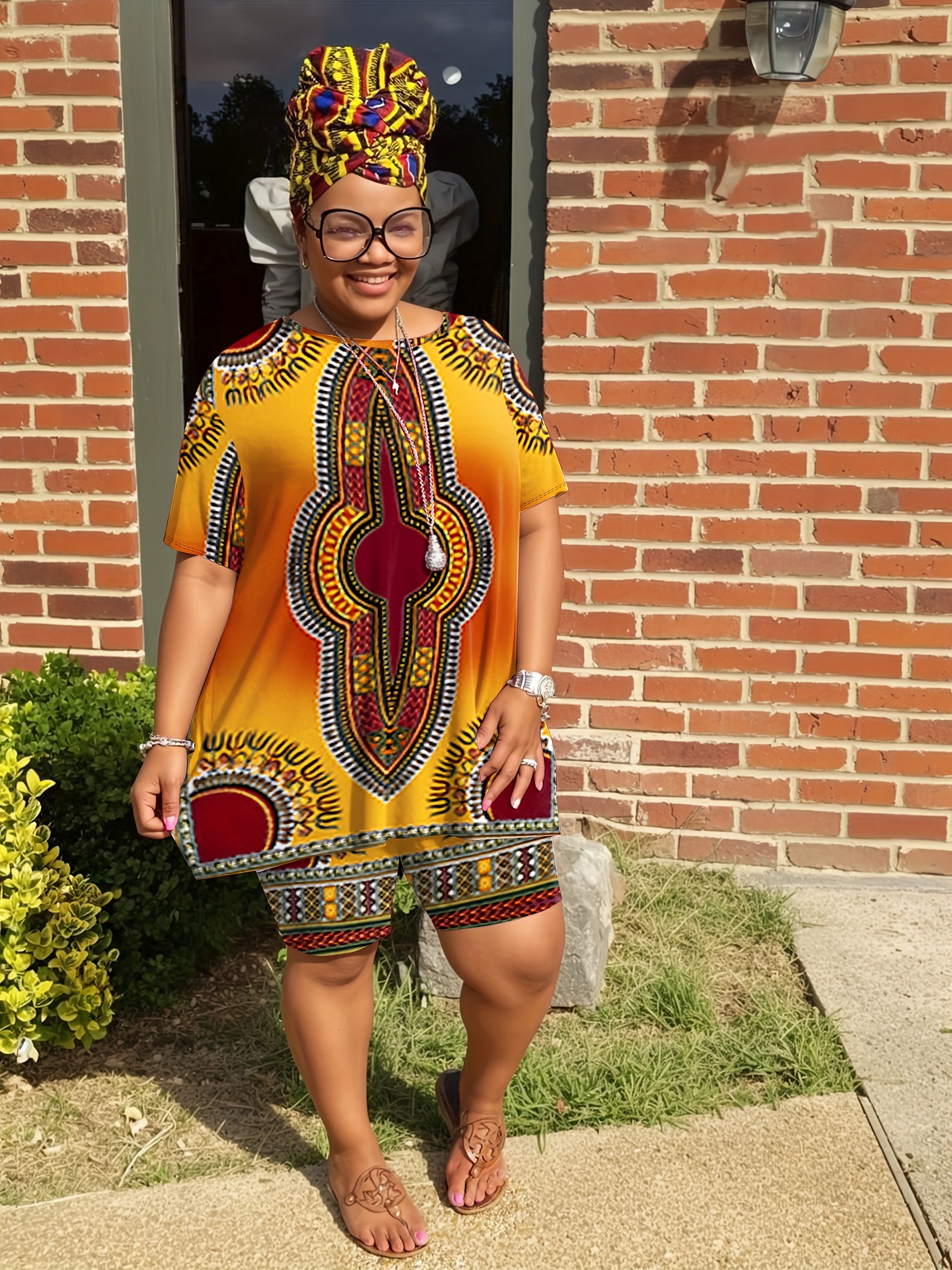African Printed T-shirt Casual Fashion African * Wax * with Pockets