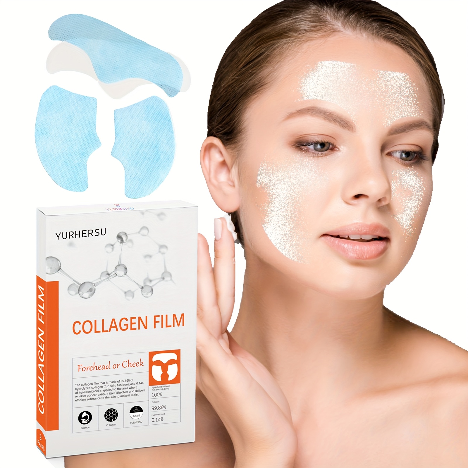 a box of 3pcs collagen film facial mask which   soluble and   can quickly   forehead cheeks and can     and   water smooth and   skin facial mask 0