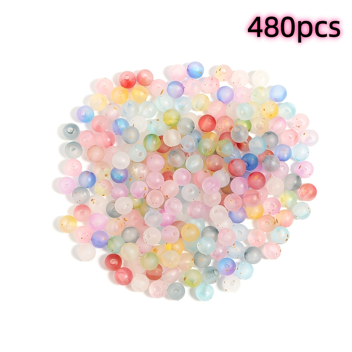 TEMU 6mm 480pcs Random Mixed Colors With Embellishments Straight-hole Beads, Jewelry Making, , Friendship Bracelet Beads, Christmas Series