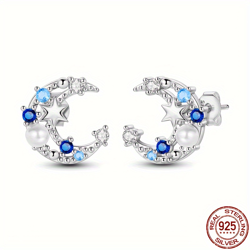 

925 Pure Silvery And Moon Earrings, Elegant And , Very Suitable For As A Gift