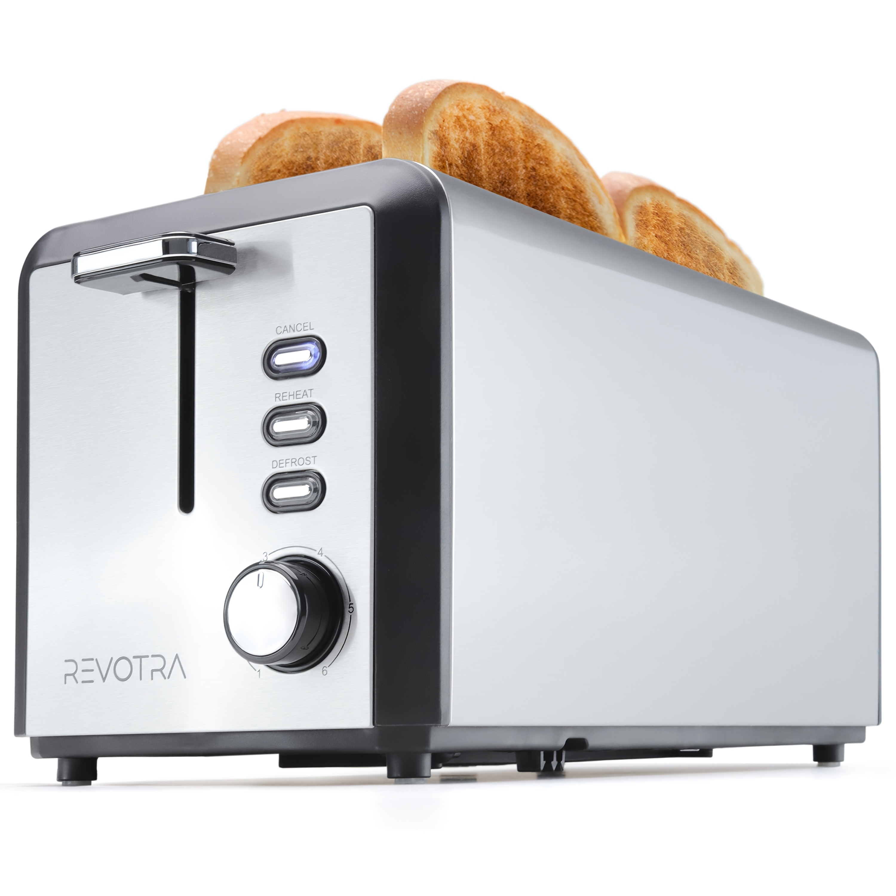 4 Long Slot Stainless Steel Toaster With Extra Wide 1.5" Slots, 6 Shade Browning Settings, Cancel Functions, Toasting For Artisan & Sourdough Bread, Removable Crumb Tray