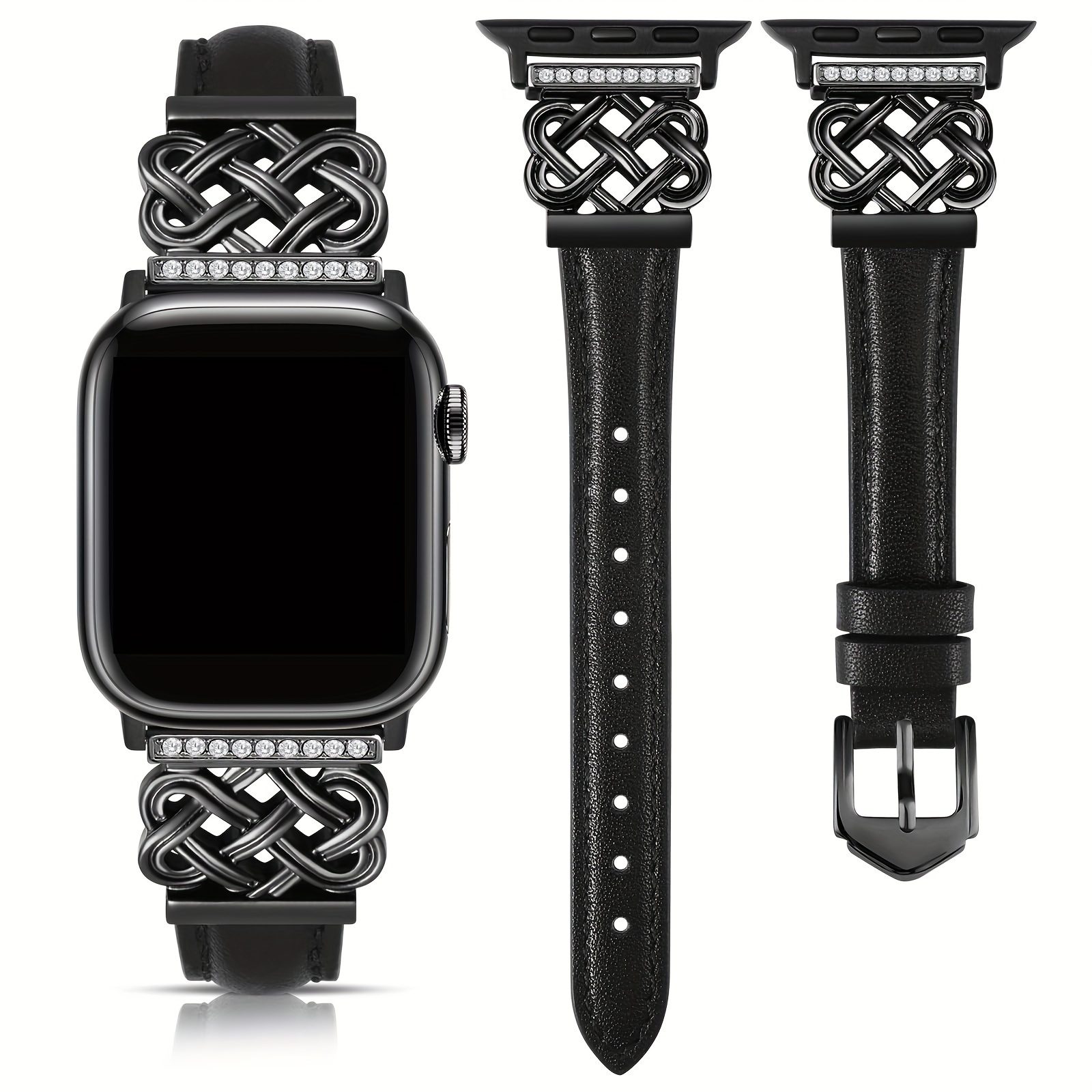 

Bracelet en cuir à fermoir emboîtable compatible avec Apple Watch Series 10/9/8/7/6/5/SE/4/3/2/1 Ultra/, non à , 49MM/42MM/44MM/45MM/38MM/40MM/41MM/46MM - Bracelet en cuir de veau de créateur