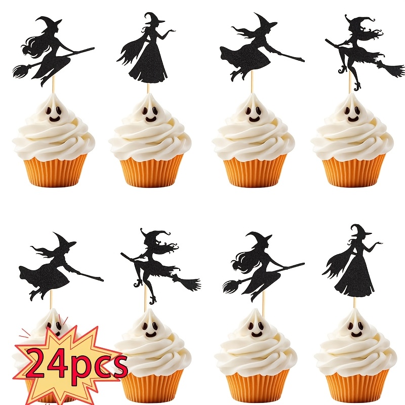TEMU 24pcs For Halloween Cupcake Toppers Cupcake Picks Happy For Halloween Cake Decorations For Halloween Theme Birthday Party Favors Supplies