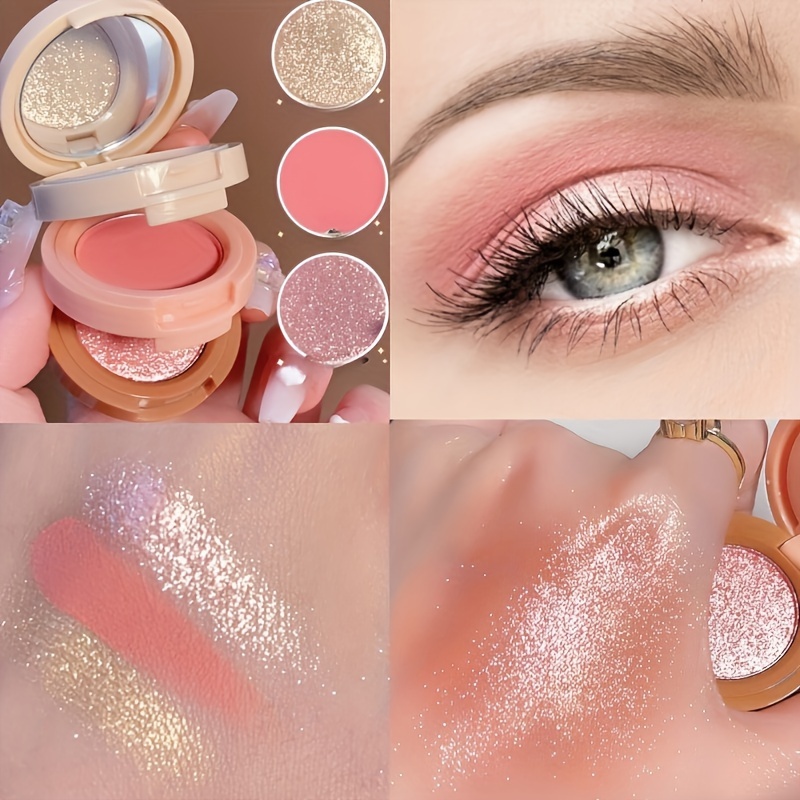 MELLTONG 3-in-1 Make-up Palette – Highlighter, Rouge & Kontur In Einem, Mit Spiegel Für Natürlichen Look