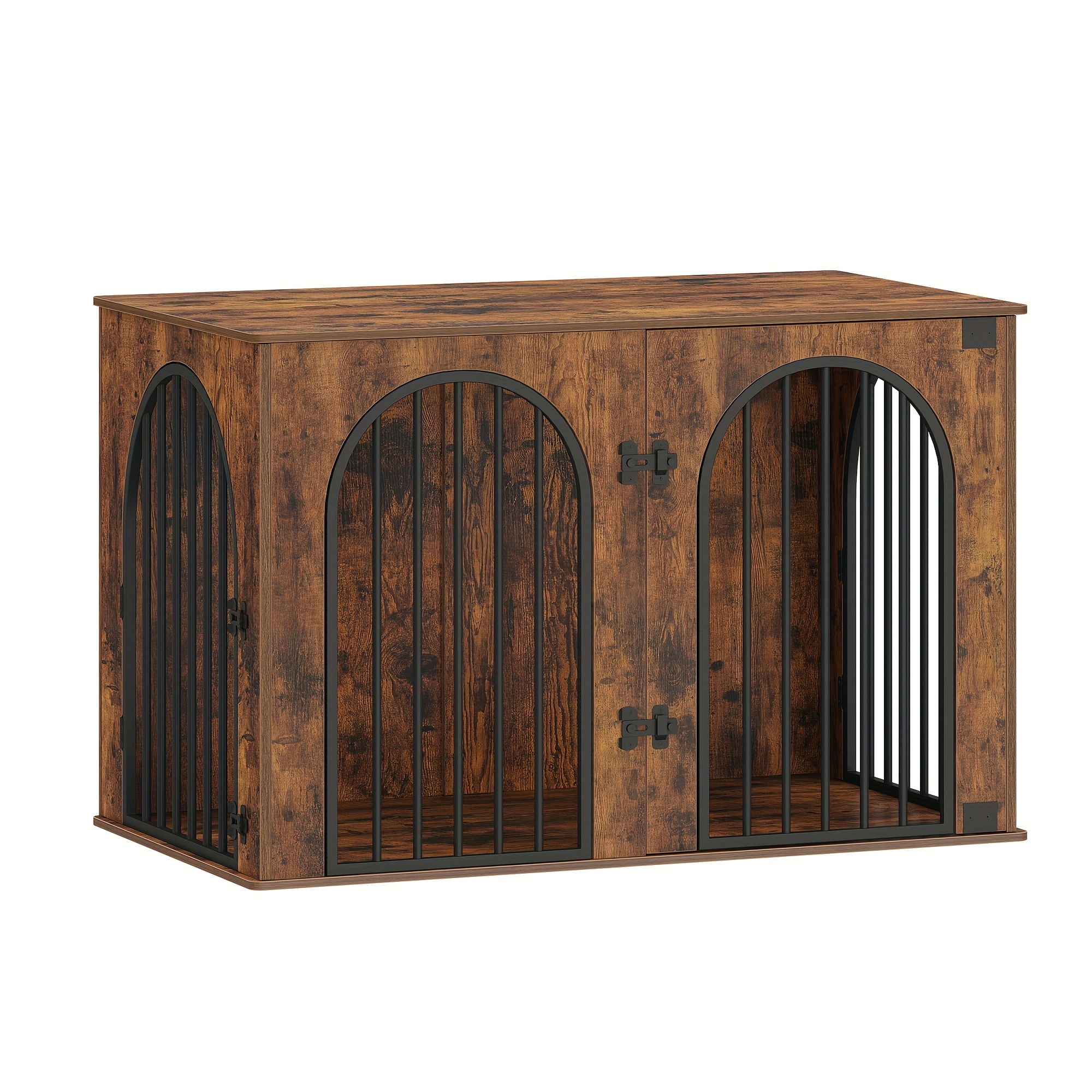 Dog Crate Furniture, 108cm Dog Crate For Home, 3 Doors, Arched Door, Modern Indoor Dog Crate For Dogs, Side Table, Heavy-duty Dog Crate, 108 X 76cm
