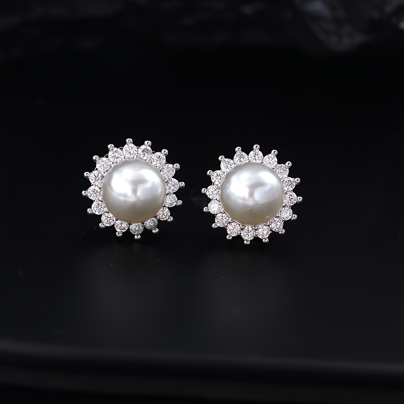 Women's Exquisite Spherical CZ Studs Earrings, Elegant Gift