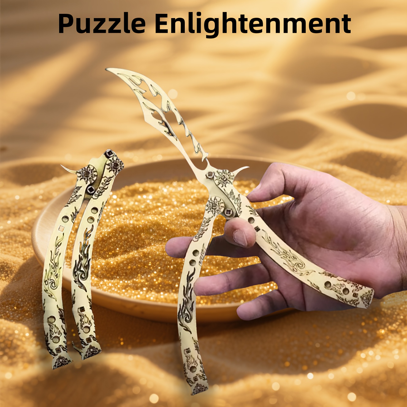 Wooden Butterfly Claw 3D Puzzle Toy Light Yellow