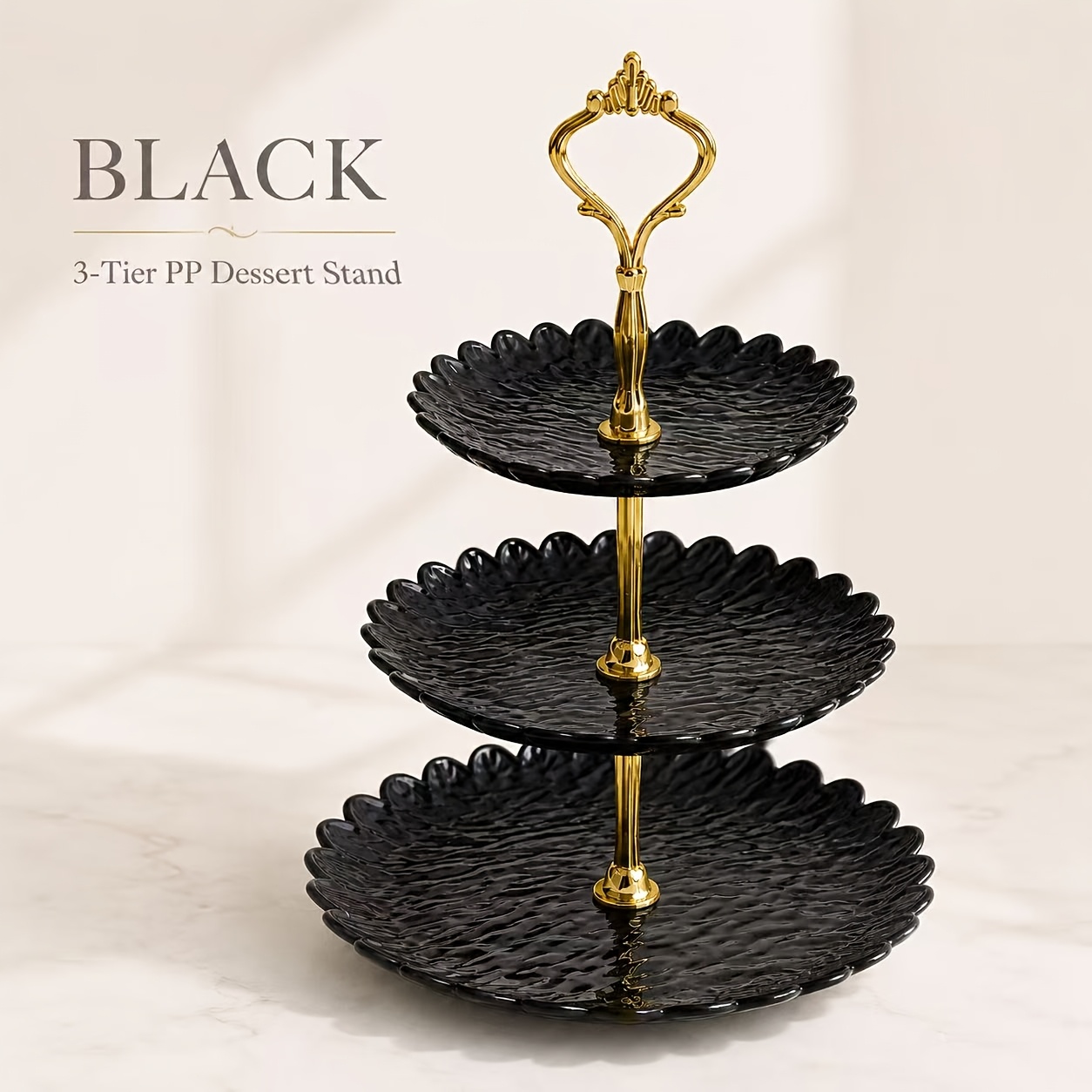 TEMU 3-tier New Water Ripple Texture Cake Stand Dessert Plate Set, Romantic Design Enhances Dining Table Atmosphere, Suitable For Wedding Cupcake