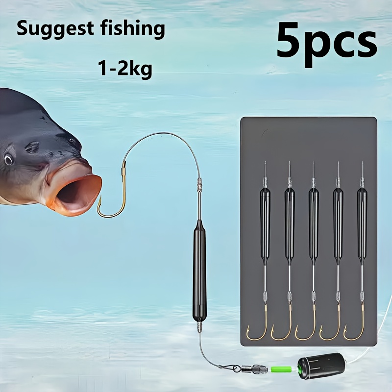 5pcs Bottom Hook Floating Bait Set, Anti-hanging Bottom, Ultra-sharp High Penetration, Suitable For Freshwater And Sea Fishing, Corrosion Resistant, Fishing Tool Additions, Equipment For Beginners And