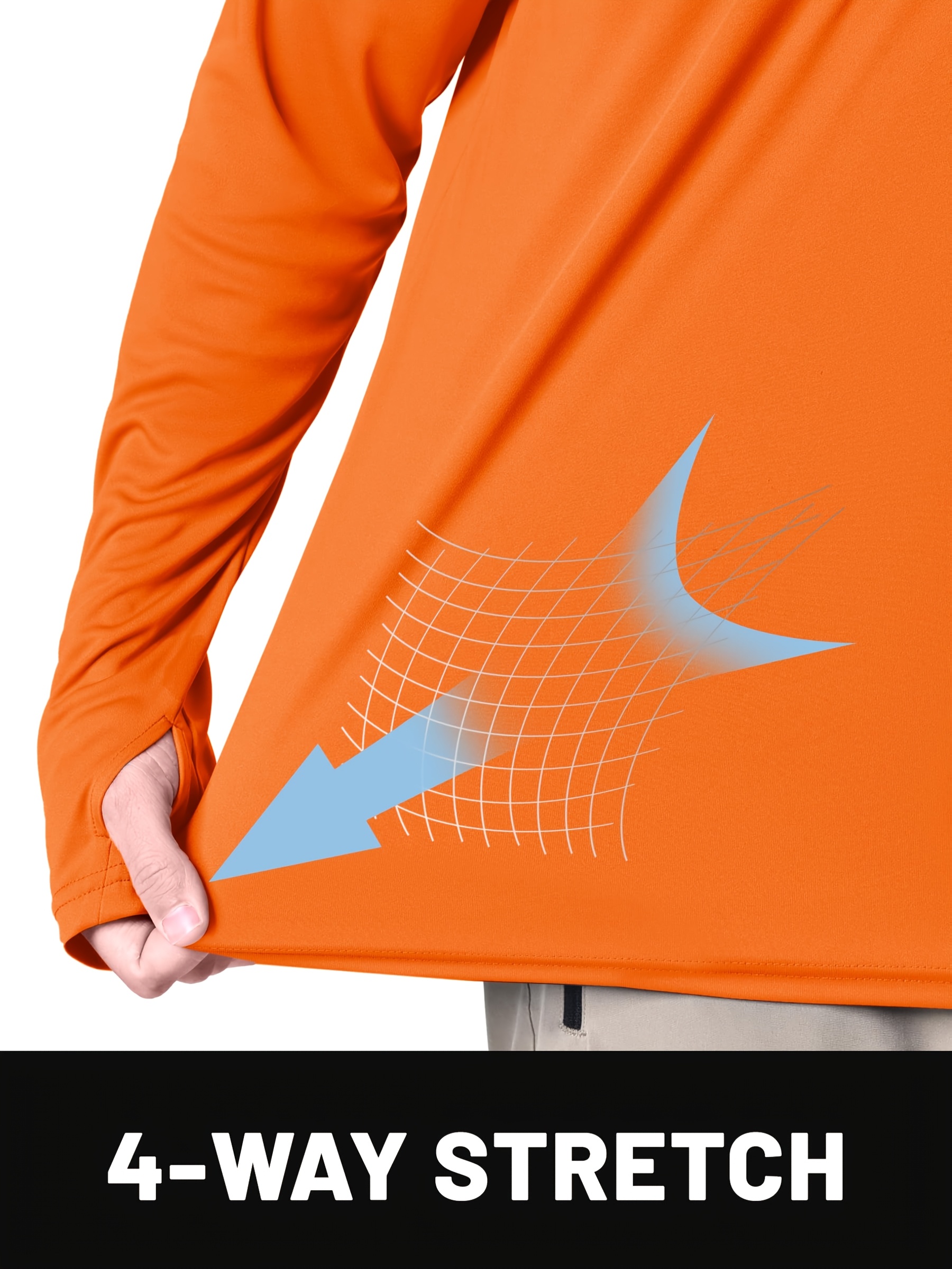 Men's Long Sleeve Hooded Athletic Shirt - Quick Dry, Breathable Polyester, UV Protection, Thumb Holes - Ideal for Running, Fishing, Swimming, Hiking, and Outdoor Activities, Versatile Outdoor Shirt | Sleek Athletic Shirt | Breathable Fabric, Long Sleeves Tops for Fitness