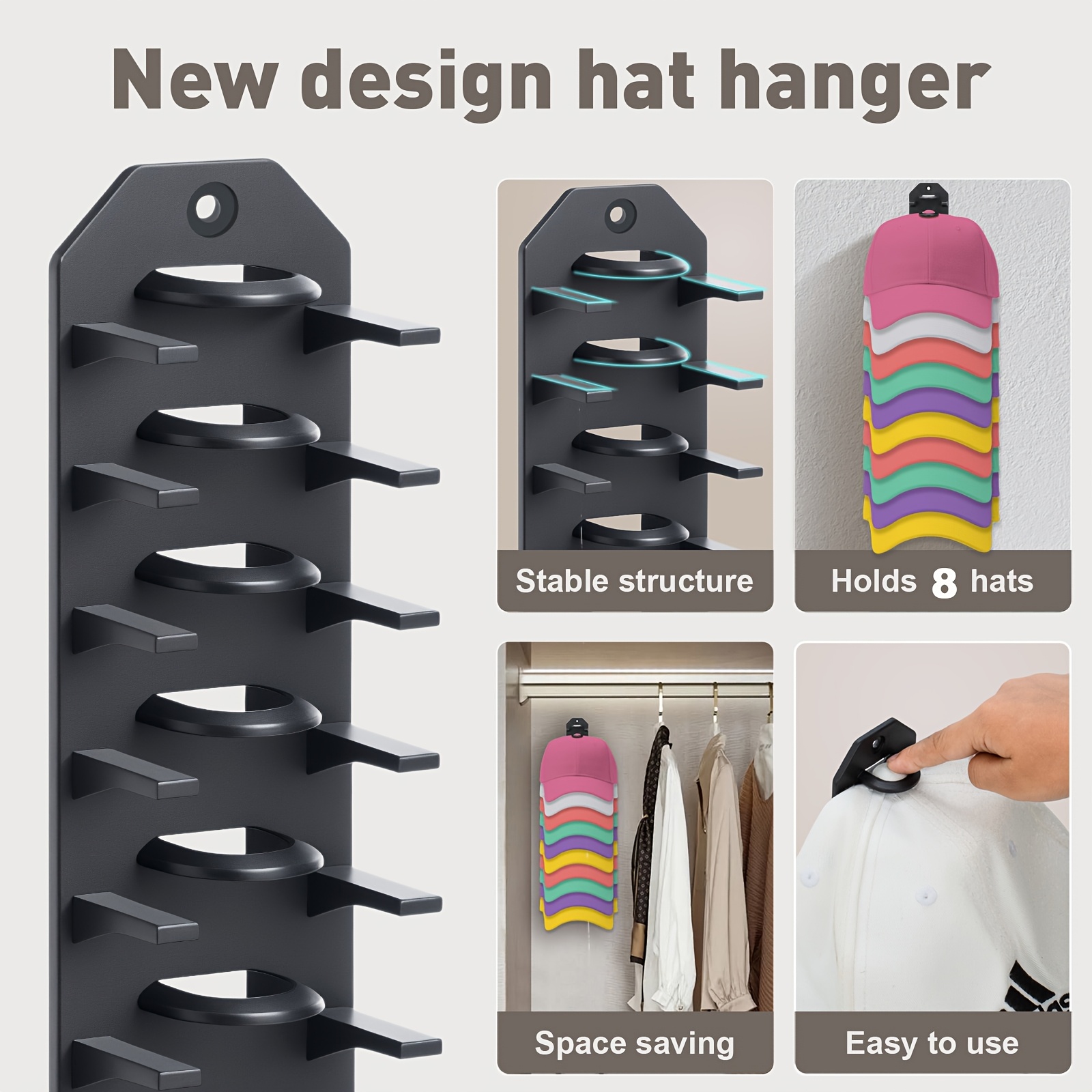 Amazon Door Hat Hanger 8-Slot Wall-Mounted Hat Organizer For