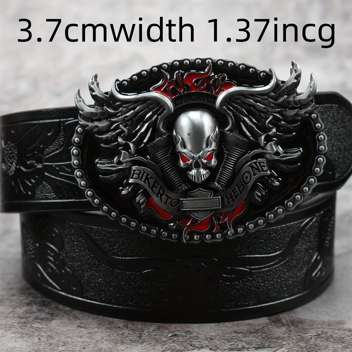 

1pc Men's Fashionable Pu Leather Belt, Western Cowboy Style, Retro Pattern Buckle, Punk, For Men Daily Life Leisure Time Party Festival Cosplay