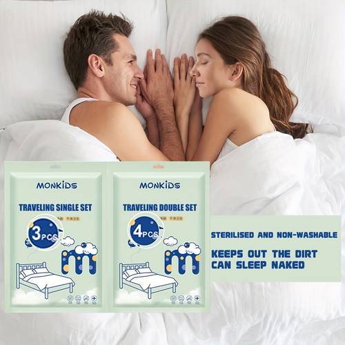 3pcs 4pcs disposable travel set pillowcase bed sheet quilt cover hotel camping and outdoor adventure hygiene supplies portable lightweight comfortable and breathable