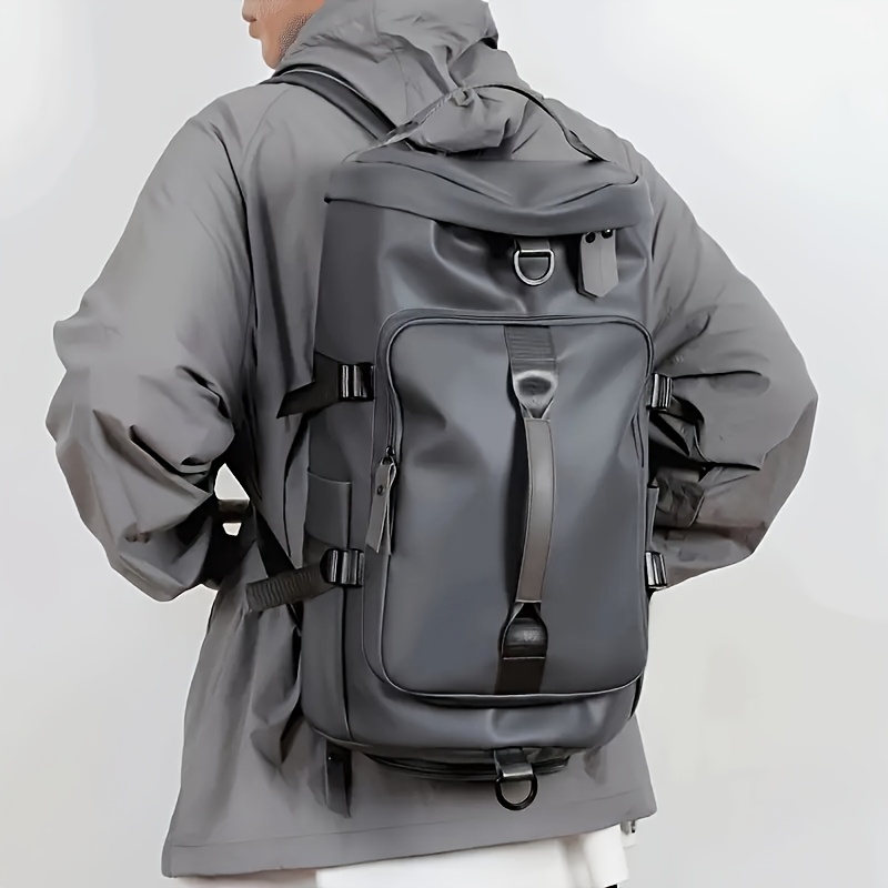 Casual Backpack Travel Tote Bag, PU Large Capacity Fashionable and Durable Anti-Theft Backpack, Gym Bag, Suitable for Daily Outings, Vacations, Fitness, Travel, Outdoor Sports Handbag, Available in Black and Gray, with Adjustable Shoulder Straps